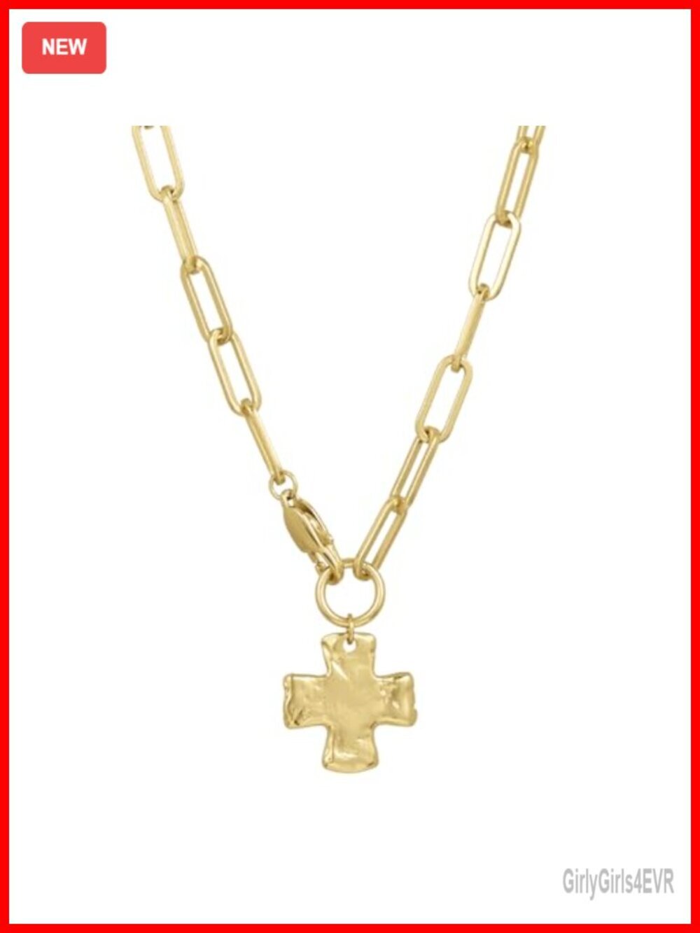 Chunky Cross Chain Necklace – Premium Waterproof Tarnish-Free PVD Coated Brass